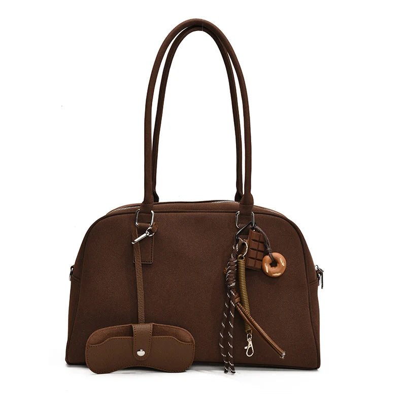 Minimalist Charm Tote Bag with Top Zip | Soft Handle, Casual Everyday Style