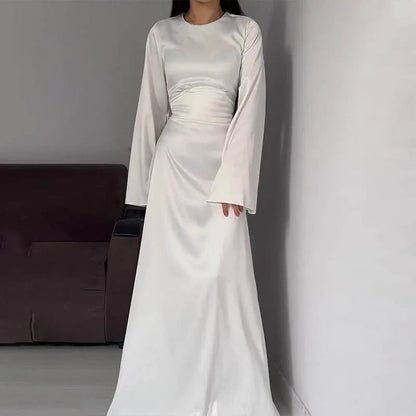 Satin Abaya Maxi Dress | Modest Formalwear with Elegant Silhouette