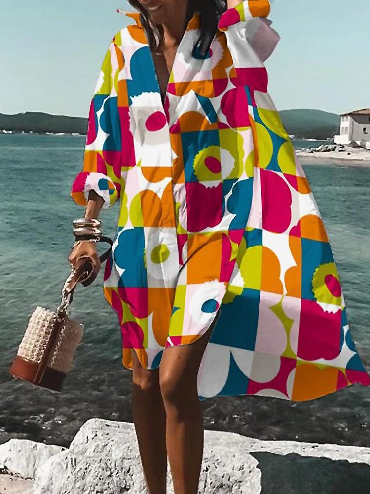 Abstract Floral Swing Coat | Lightweight Statement Layer | Open Front Design