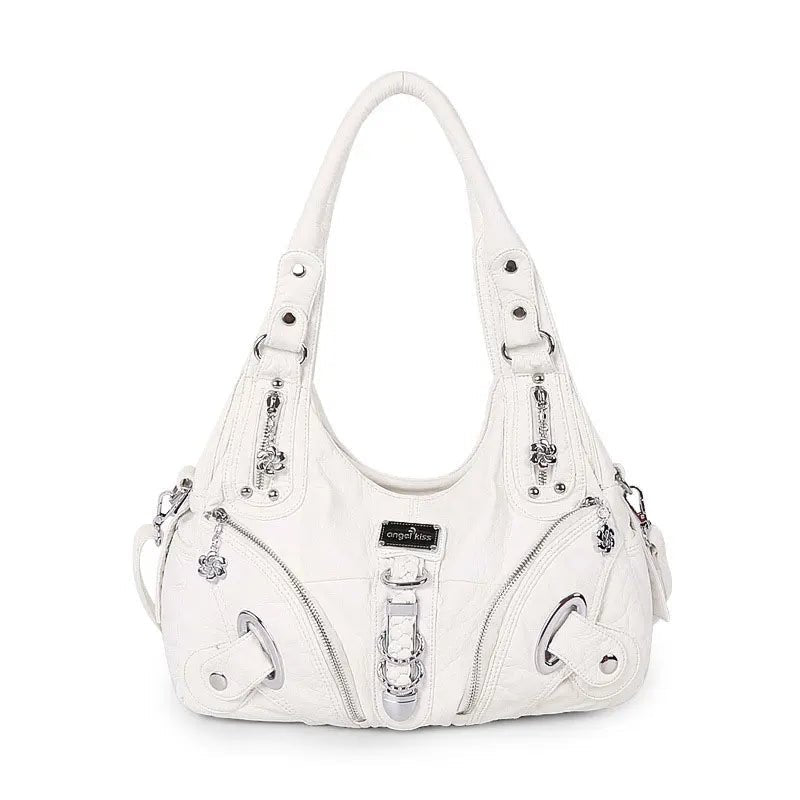 Convertible Shoulder Bag | Multi-Zip Faux Leather | Chic Carryall