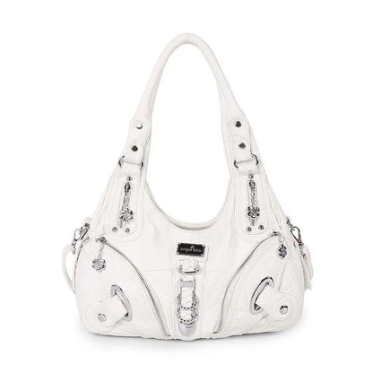 Convertible Shoulder Bag | Multi-Zip Faux Leather | Chic Carryall