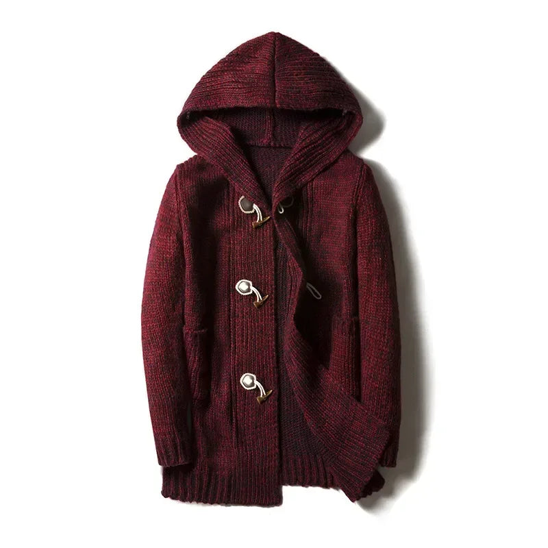 Chunky Knit Hooded Cardigan | Wooden Toggle Closure | Longline Fit