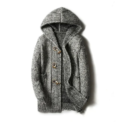 Chunky Knit Hooded Cardigan | Wooden Toggle Closure | Longline Fit
