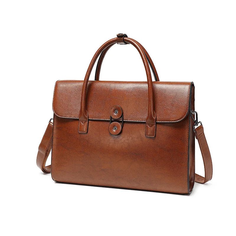 Work Tote Bag | Glossy Vegan Leather with Laptop Sleeve