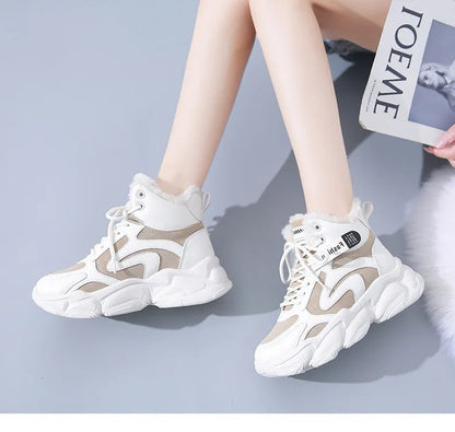 Fleece-Lined Chunky Sneakers | High-Top Design | Winter Warmth | Trendy Streetwear