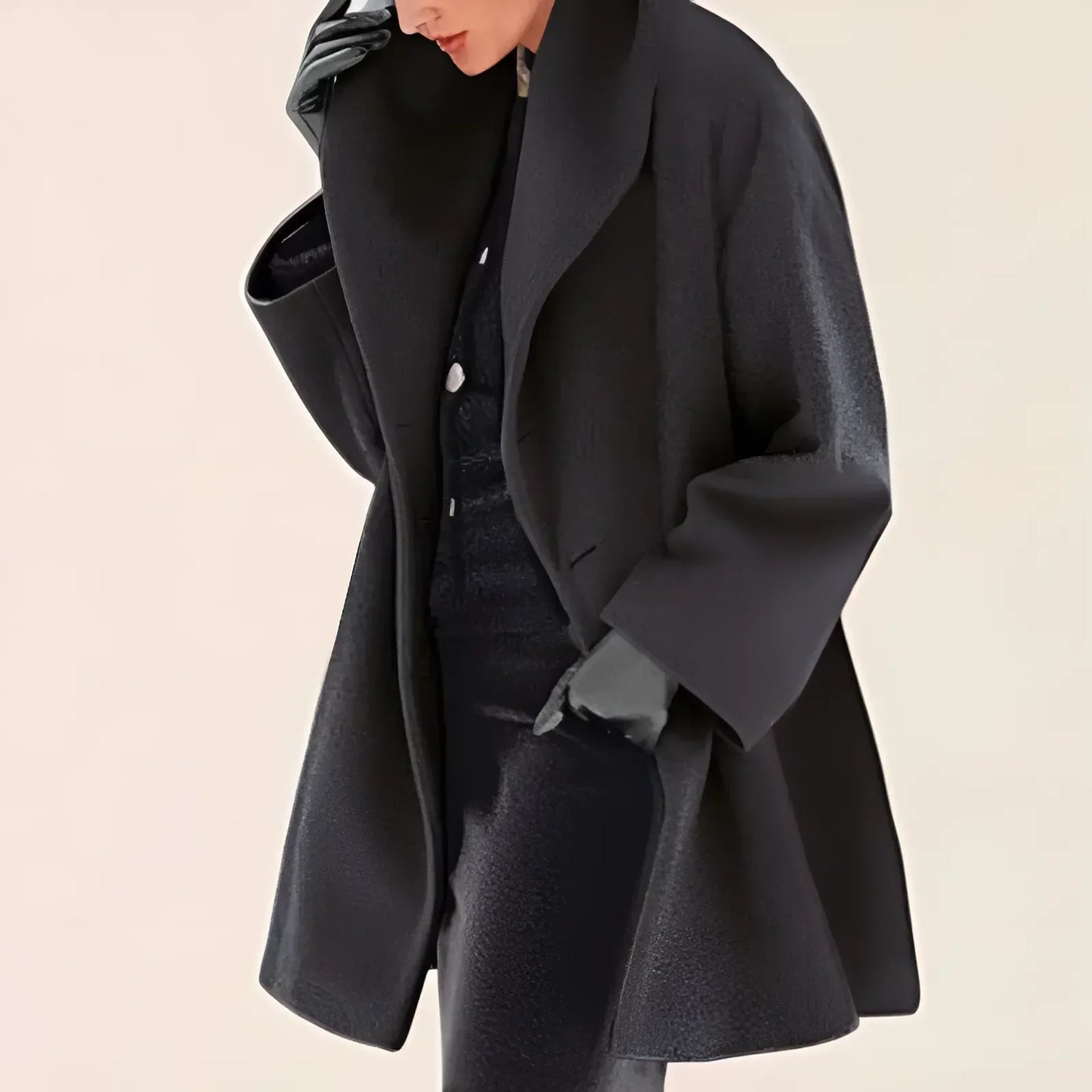 Oversized Wool-Blend Coat | Wide Lapel | Minimalist Winter Outerwear