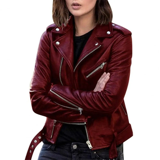 Faux Leather Moto Jacket | Asymmetrical Zipper | Sleek and Stylish | Biker-Inspired
