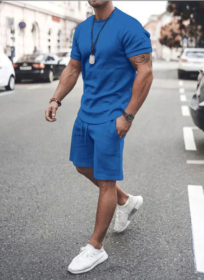 Men’s Crewneck Knit Lounge Set | Short-Sleeve Top & Casual Shorts