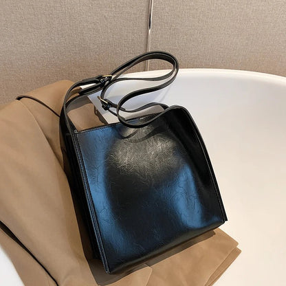Square Everyday Tote Bag | Sleek Vegan Leather with Interior Zip Pouch