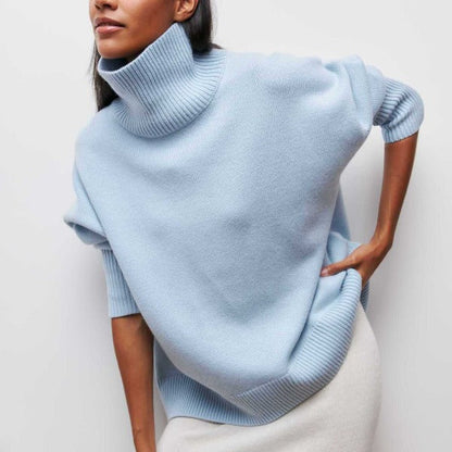 Women’s Turtleneck Knit Sweater | Relaxed Fit Pullover | Soft Ribbed Cold-Weather Essential
