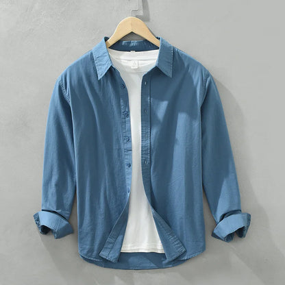Men’s Lightweight Cotton Shirt | Casual Button-Up with Washed Finish | Everyday Layering Essential