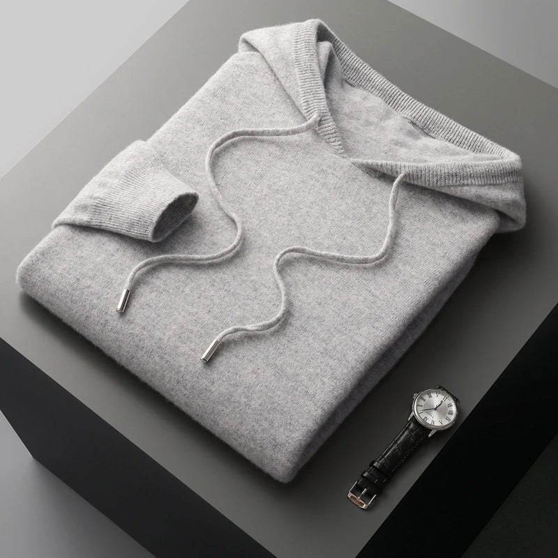 Men's Knit Hoodie | Lightweight Pullover with Drawstring Hood | Soft Fall Layer
