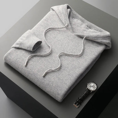 Men's Knit Hoodie | Lightweight Pullover with Drawstring Hood | Soft Fall Layer
