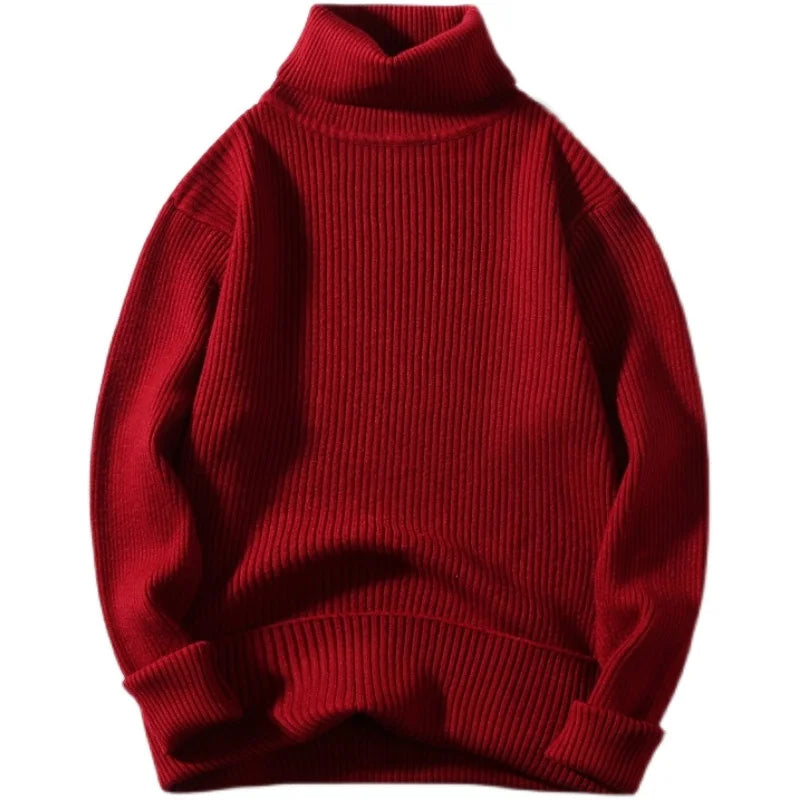 Men's Ribbed Turtleneck Sweater | Soft Knit Pullover | Minimalist Fall Layering Piece