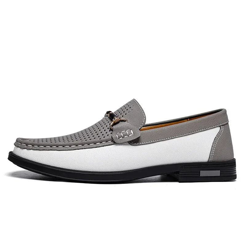 Men’s Two-Tone Moc Toe Loafers | Casual Slip-On | Contrast Detail Sole