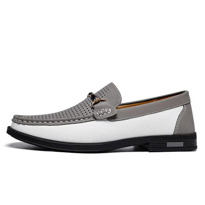 Men’s Two-Tone Moc Toe Loafers | Casual Slip-On | Contrast Detail Sole