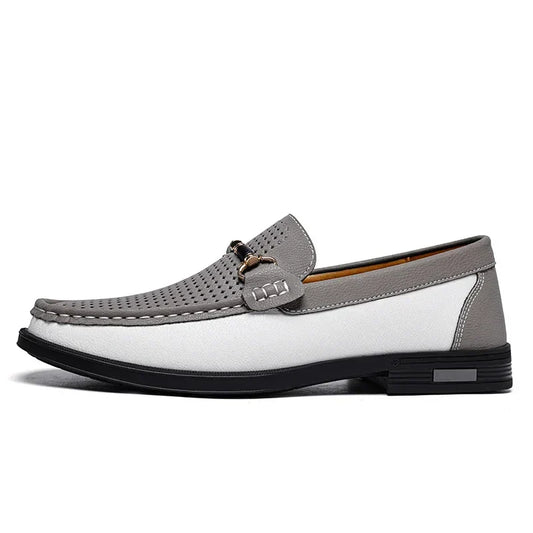 Men’s Two-Tone Moc Toe Loafers | Casual Slip-On | Contrast Detail Sole