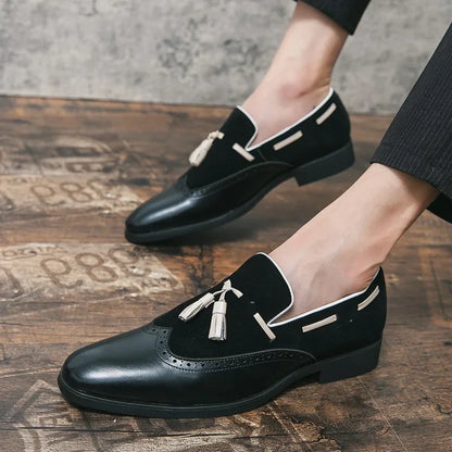Men’s Tassel Loafers | Two-Tone Wingtip | Classic Leather Slip-Ons