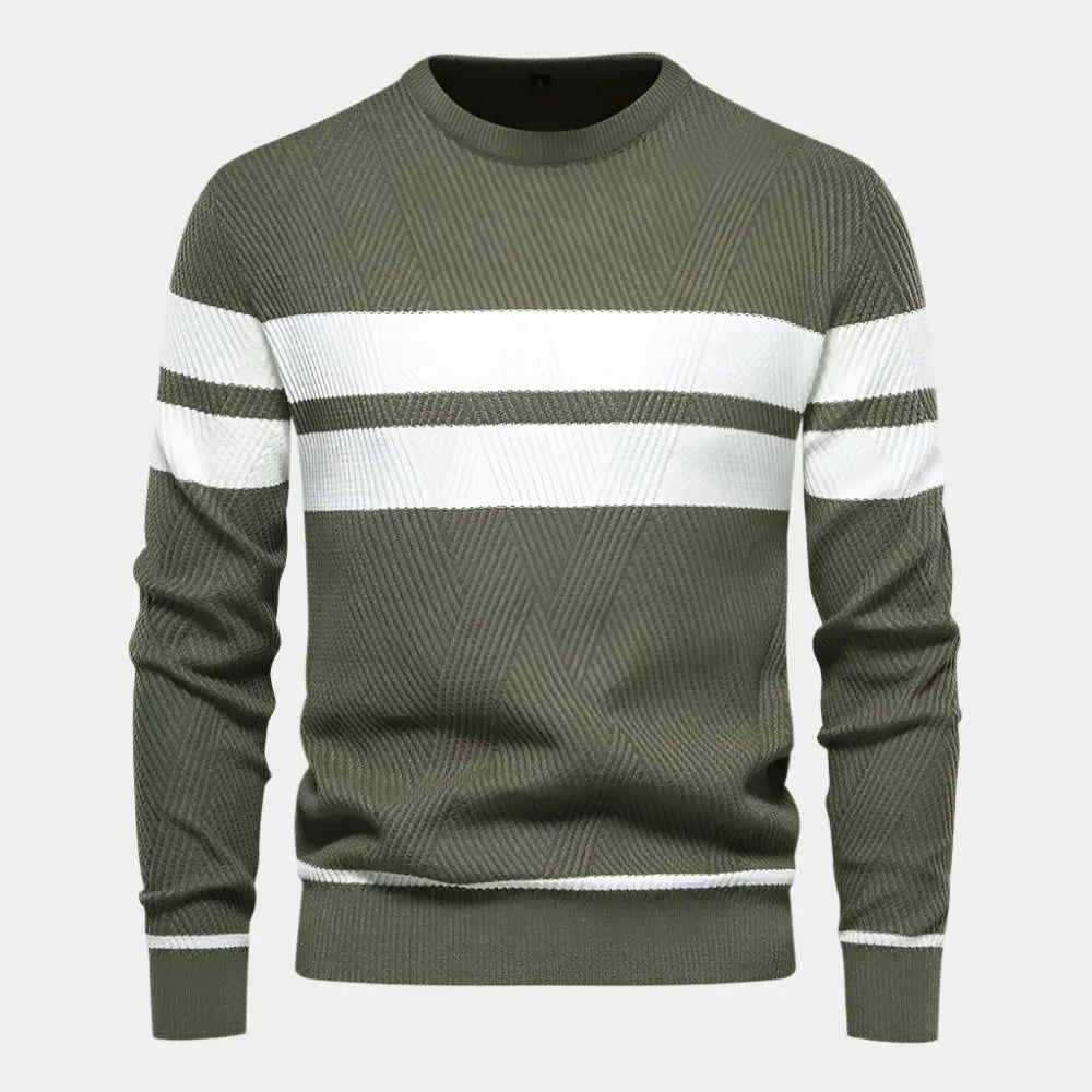 Striped Crewneck Sweater | Classic Design | Lightweight Knit | Men's Casual