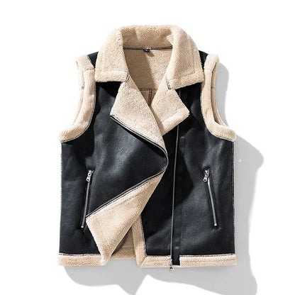 Women’s Moto Vest | Faux Shearling Lined | Sleeveless Fall Layer
