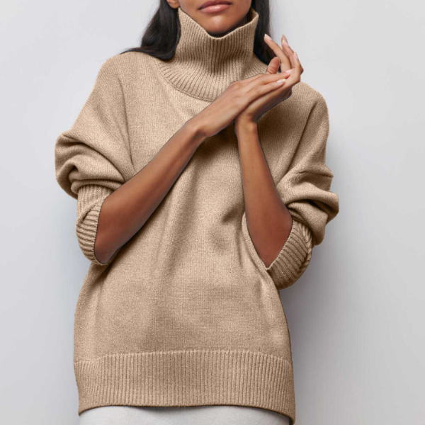 Women’s Turtleneck Knit Sweater | Relaxed Fit Pullover | Soft Ribbed Cold-Weather Essential