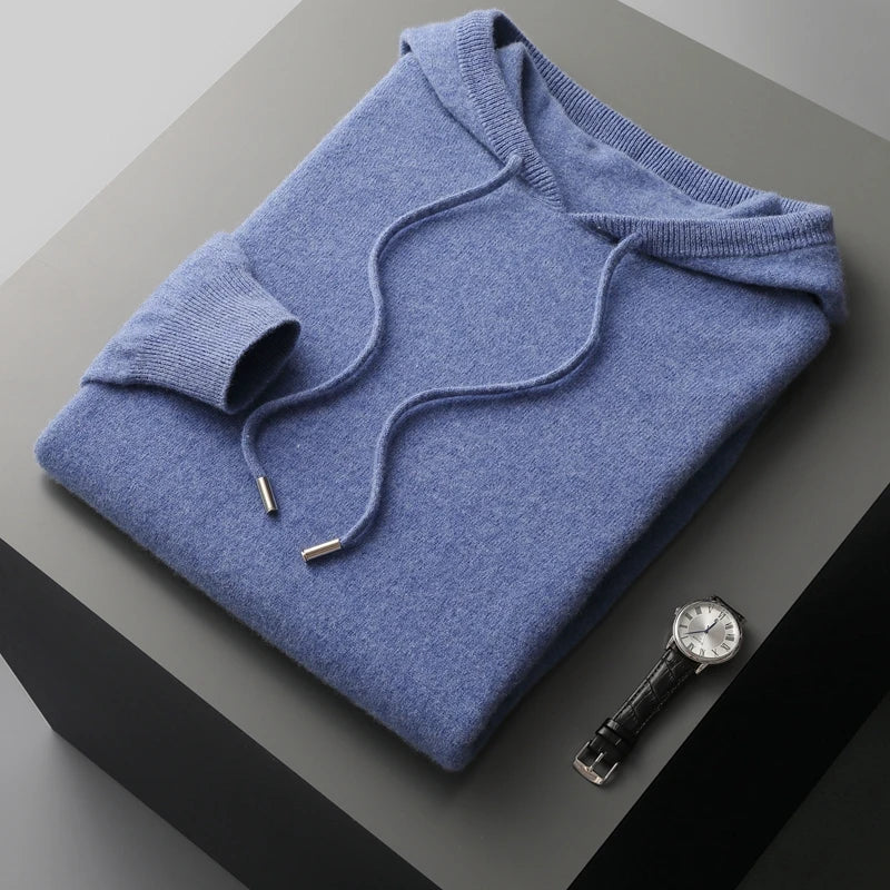 Men's Knit Hoodie | Lightweight Pullover with Drawstring Hood | Soft Fall Layer