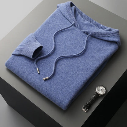 Men's Knit Hoodie | Lightweight Pullover with Drawstring Hood | Soft Fall Layer