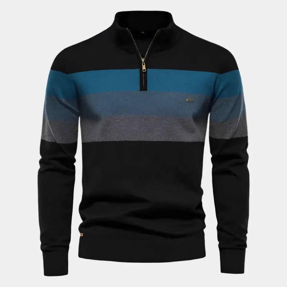 Striped Half-Zip Sweater | Casual Knit Design | Warm & Versatile | Men's Wear