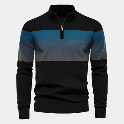 Striped Half-Zip Sweater | Casual Knit Design | Warm & Versatile | Men's Wear