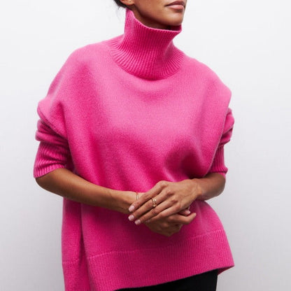 Women’s Turtleneck Knit Sweater | Relaxed Fit Pullover | Soft Ribbed Cold-Weather Essential