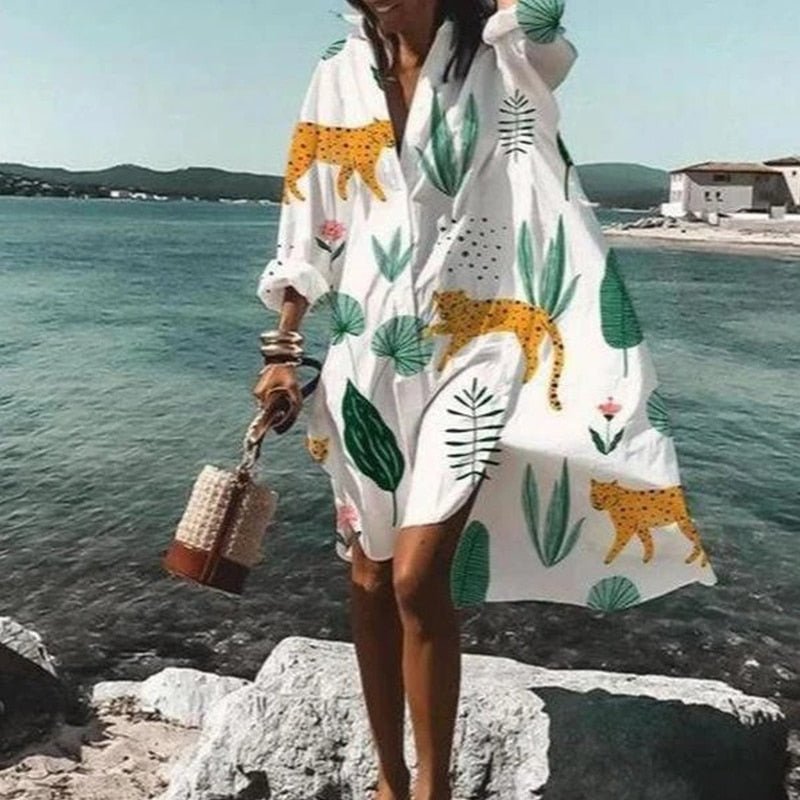 Oversized Button-Up Shirt Dress | Breezy Cotton Blend | Beach Cover-Up Style