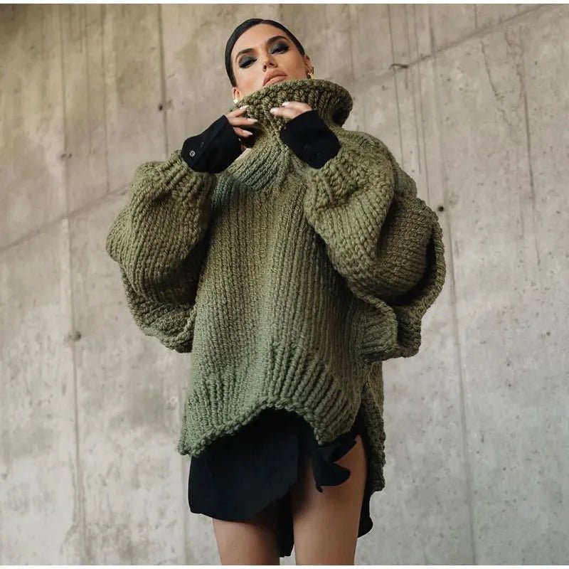 Oversized Knit Sweater Dress | Chunky Acrylic Knit | Versatile Winter Style