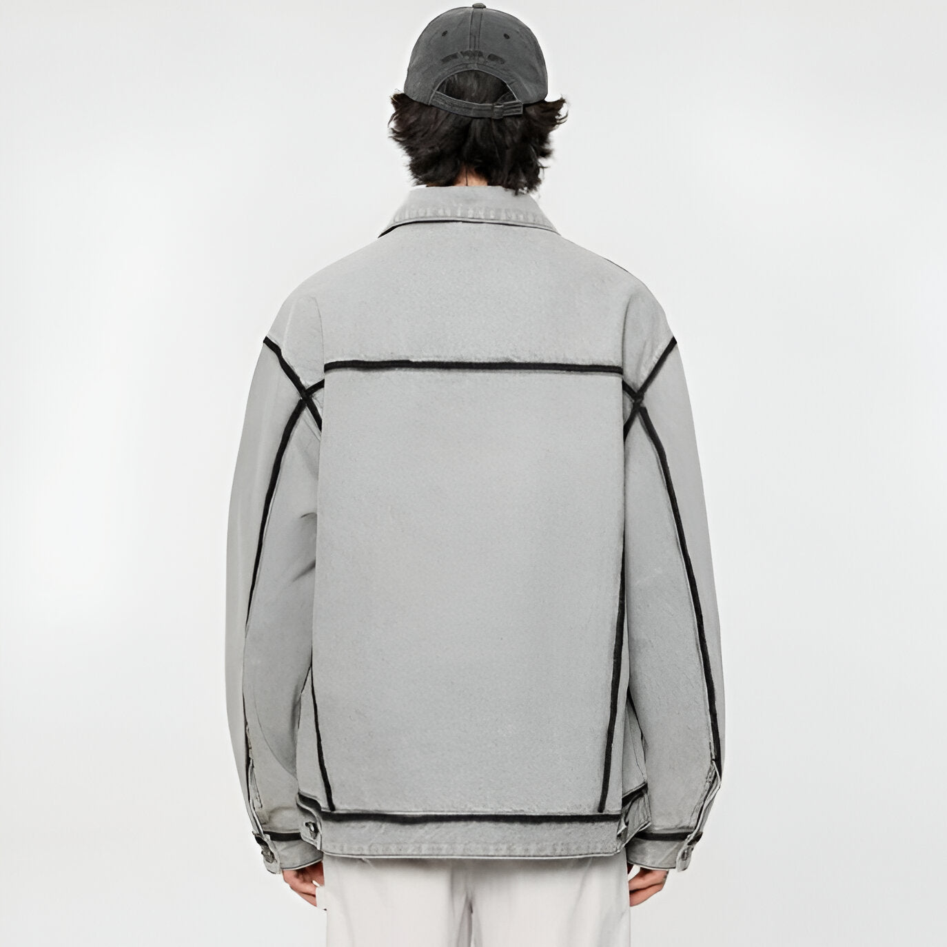 Contrast Stitch Overshirt Jacket | Wool Blend | Relaxed Fit