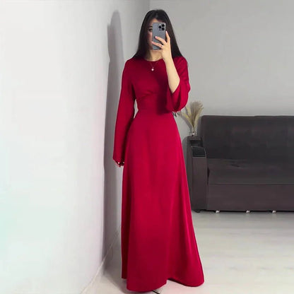 Satin Abaya Maxi Dress | Modest Formalwear with Elegant Silhouette