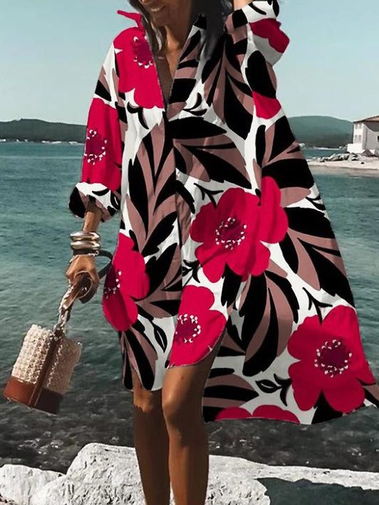 Abstract Floral Swing Coat | Lightweight Statement Layer | Open Front Design