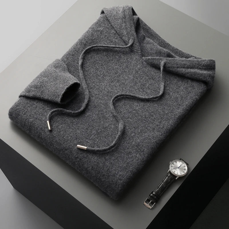 Men's Knit Hoodie | Lightweight Pullover with Drawstring Hood | Soft Fall Layer