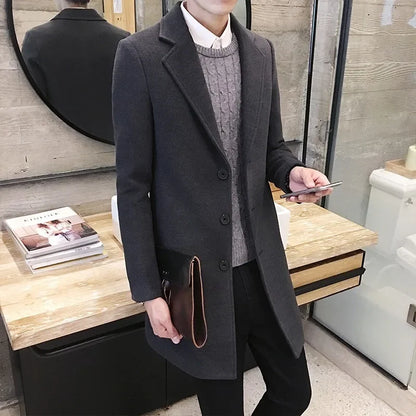 Men’s Tailored Wool-Blend Overcoat | Single-Breasted Classic | Cold-Weather Dress Layer