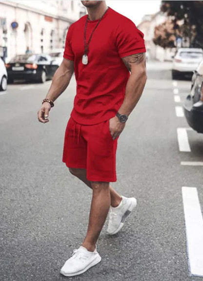 Men’s Crewneck Knit Lounge Set | Short-Sleeve Top & Casual Shorts