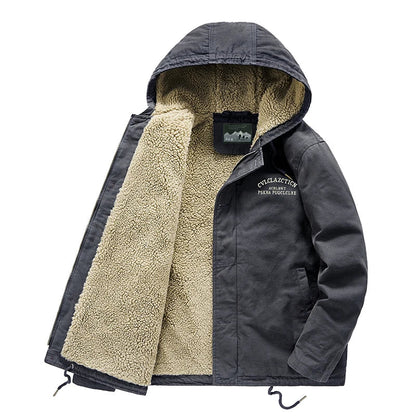 Men’s Fleece-Lined Utility Jacket | Sherpa Interior | Hooded Canvas Outerwear