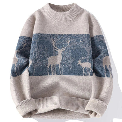 Men's Deer Pattern Knit Sweater | Soft and Warm | Casual Winter Style
