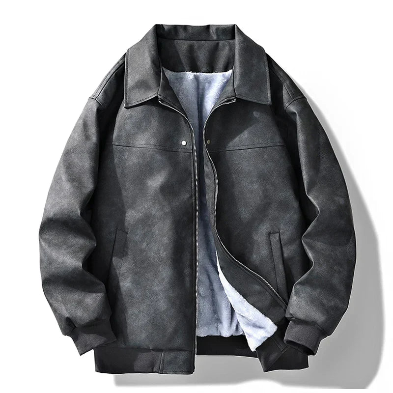 Men's Faux Suede Bomber Jacket | Relaxed Fit Streetwear Layer | Soft Lined Zip-Up