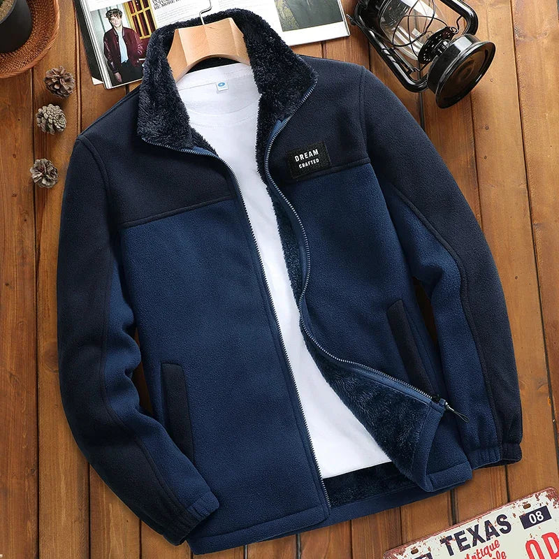 Men’s Sherpa Fleece Zip Jacket | Contrast Panels | Midweight Fall Layer