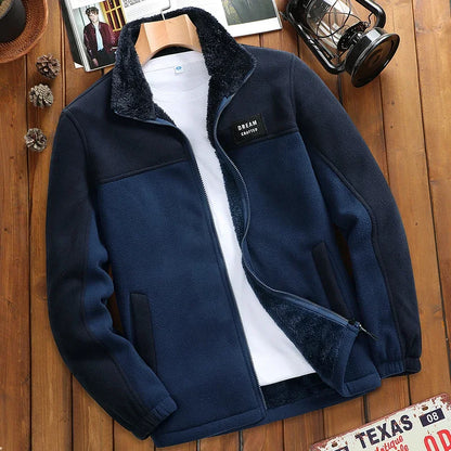 Men’s Sherpa Fleece Zip Jacket | Contrast Panels | Midweight Fall Layer