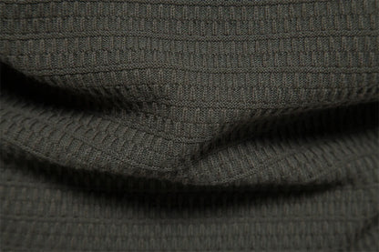 Waffle Knit Button Cardigan | Stand Collar with Chest Pocket Detail