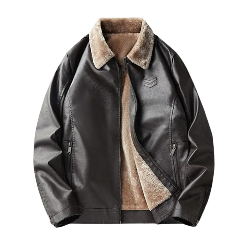 Men’s Faux Leather Aviator Jacket | Sherpa-Lined Winter Moto Style | Warm Casual Outerwear