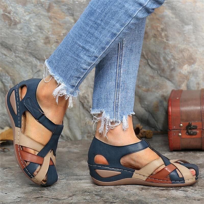 Comfort Wedge Sandals | Arch Support Design | Closed Heel with Cut-Out Straps