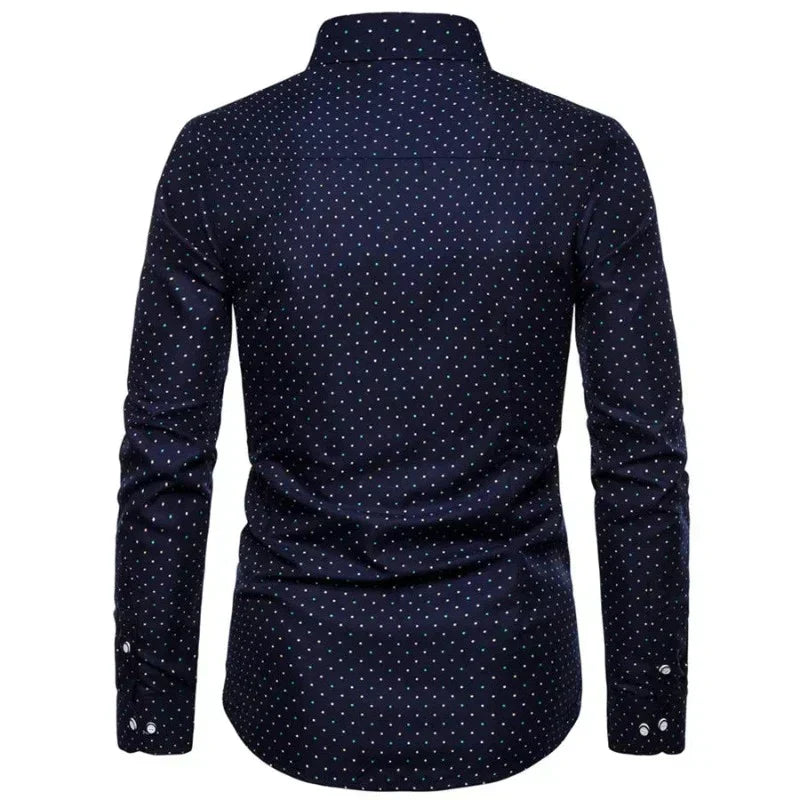 Slim Fit Dress Shirt | Micro-Dot Pattern | Stretch Cotton Blend