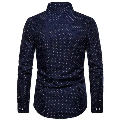 Slim Fit Dress Shirt | Micro-Dot Pattern | Stretch Cotton Blend