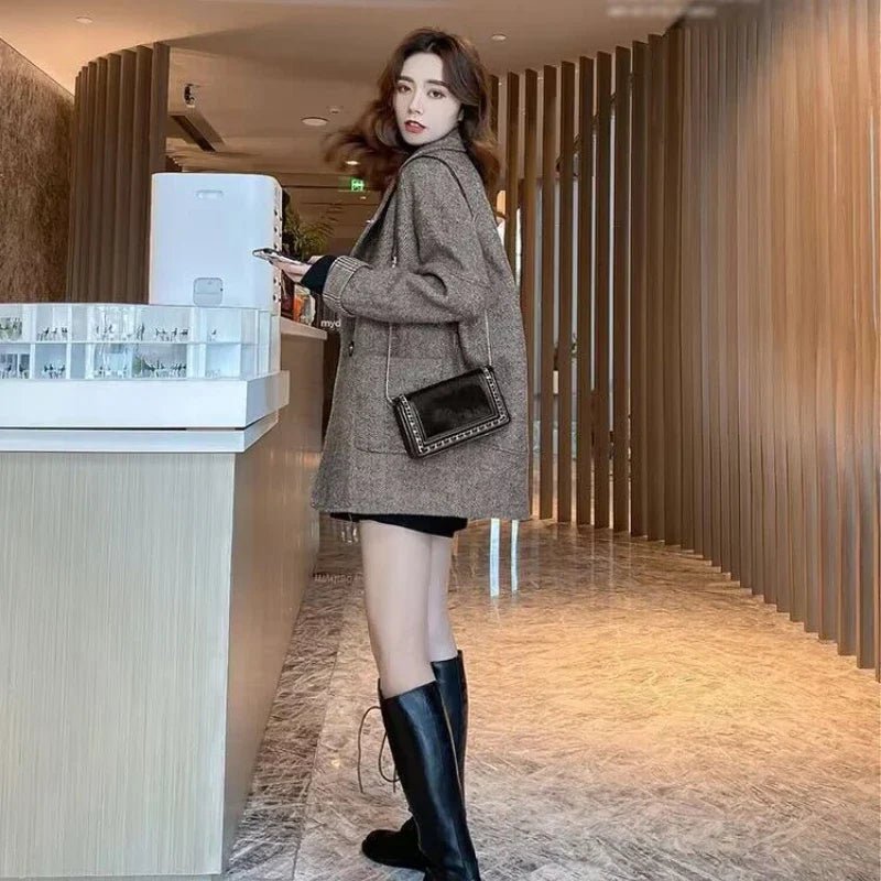 Double-Breasted Wool Blend Coat | Oversized Fit | Timeless Style | Casual & Office Wear