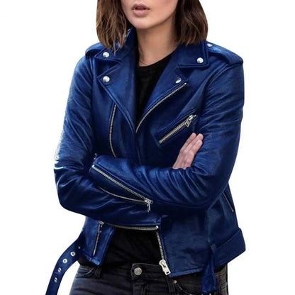 Faux Leather Moto Jacket | Asymmetrical Zipper | Sleek and Stylish | Biker-Inspired
